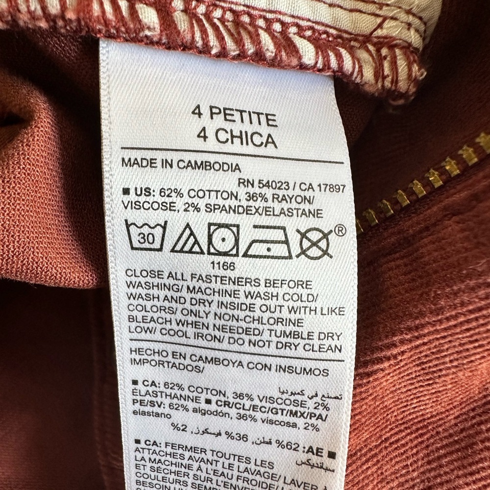 NWT Old Navy High-Waisted OG Straight Leg Corduroy Ankle Pants Red Dirt Size 4P - Picture 11 of 15
